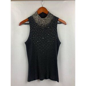 Women’s Caché Black Beaded Halter Top Size M